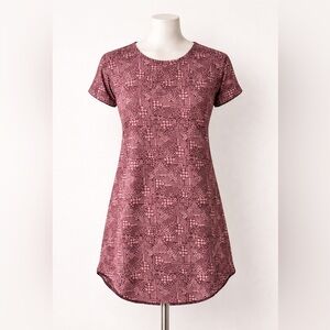 Wonderly Studio Burgundy Tribal Print Tunic Dress L | Boho Casual Stretch